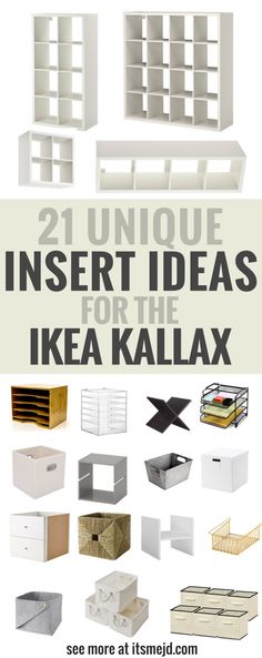 the ikea kallax bookcases are all white and have drawers on each side