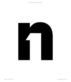 the letter m is made up of two letters, one black and white with an arrow