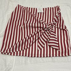 Nwt Striped Tie Front Mini Skirt. Wild Honey. Size M Red Lined Skirt Bottoms For Summer, Red Lined Skirt For Summer, Red High Waist Mini Skirt For Day Out, Red Mini Skirt For Summer Day Out, Casual Red Skort For Day Out, Red Skort For Summer Day Out, Red Mini Length Bottoms For Vacation, Red Mini Skirt For Spring Beach Outing, High Waist Red Skirt For The Beach