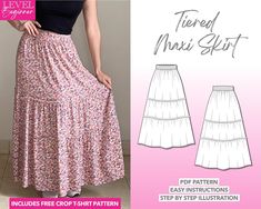 a women's skirt pattern with tiered skirts