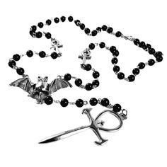 Vampire Ankh, Business Orders, Beaded Rosary, Crucifix Necklace, Pendant Necklace Simple, Goth Jewelry, Rosary Necklace, Rosary Chain, Centre Piece