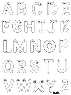 the alphabet is made up of letters and numbers, all in different shapes with dots on them