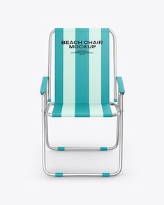 a blue and white striped beach chair mockup