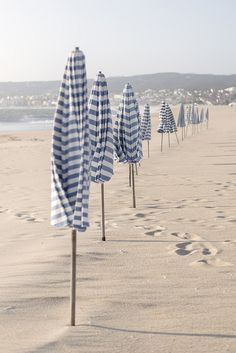 there are many umbrellas that are on the beach and it says last days of summer