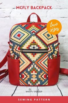 the back pack is made with an old quilt pattern