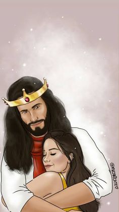 jesus hugging a woman with a crown on her head