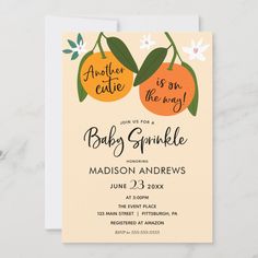 an orange baby shower is on the way