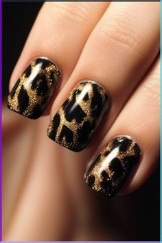 Leopard Toenails, Leopard Gel Nails, Wild Nail Designs, Cheetah Print Nails, Quick Nail, Shimmer Nail Polish