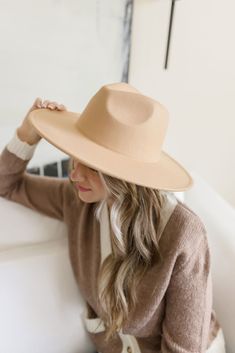 Felt Wide Brim Hat Taupe Felt Cowboy Hat, Getaway Dress, Neutral Dresses, Bachelorette Party Dress, Felt Cowboy Hats, Church Hat, Bachelorette Dress, Felt Material, Cozy Cardigan