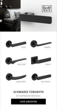 an advertisement for a furniture store with black handles