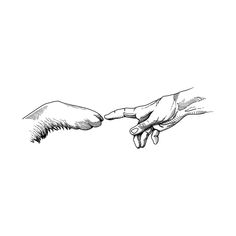 two hands reaching out towards each other with one hand holding the other's hand