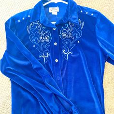 Vintage Dead Stock 1849 Authentic Ranchwear Western Shirt In Plush Cobalt Blue Nwt Size Small Blue Velvet Amazing 19” Ptp Closed 25-26” Long Cowboy Shoot, Feed Filler, Western Shirt, Western Shirts, Blue Velvet, Vintage Tops, Cobalt Blue, Cobalt, Cowboy