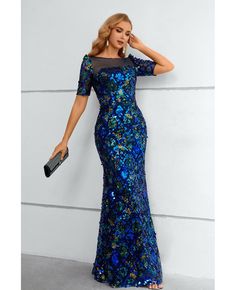 Get 10% off now! Buy sparkly blue sequined mermaid formal dress with short sleeves at wholesale price online. Free shipping and pro custom service since 2009. Burgundy Bridesmaid Dresses Lace, Sequin Bridesmaid Dress, Red Prom Dress Long, Sequin Bridesmaid, Dress Display, Colorful Dresses Formal, Lace Formal Dress, Sequin Evening Dresses, Purple Home