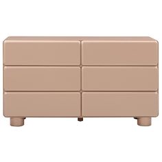 a beige dresser with four drawers on each side