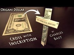 a dollar bill and a cross with words describing it