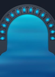 an arch with blue lights in the middle