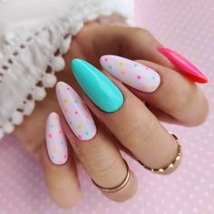 Nails Designer, Nail Time, Colorful Nails, Dots Nails, Nails Only