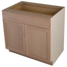 a wooden cabinet with doors and drawers on the bottom shelf is shown in front of a white background