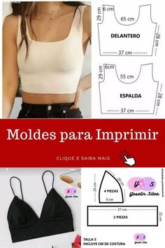 How To Sew Crop Top, Crop Top Patrones Costura, Patron Crop Top, Patron Corset, Crop Top Diy, Patron Top, Girls Clothes Sewing, Crop Pattern, Diy Clothes Patterns