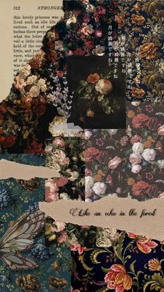 an altered collage of flowers and butterflies with words written on the bottom right corner