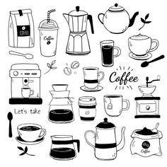 black and white coffee related items