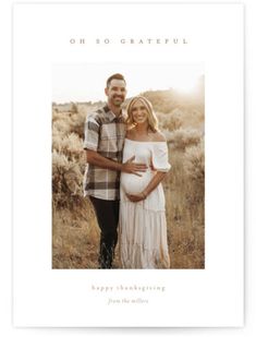 an image of a pregnant couple with the words oh so grateful on it