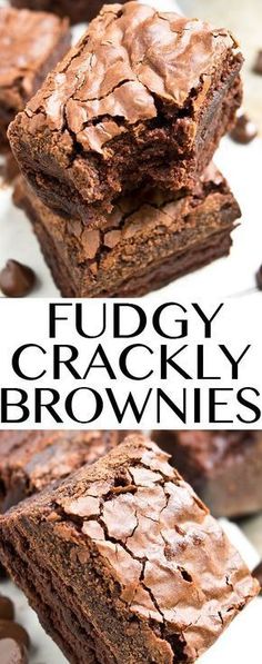 chocolate fudgey brownies stacked on top of each other