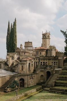 an old building with steps leading up to it