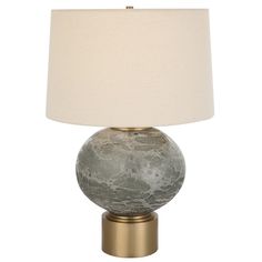 Uttermost Lunia Gray Glass Table Lamp By Casagear Home Uttermost Lamps, Beach Drive, Brushed Brass Hardware, Tall Table Lamps, Gray Art, Tall Table, Grey Table Lamps, Grey Art, Fan Lamp