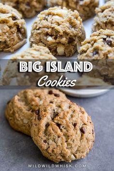 big island cookies with chocolate chips in the middle