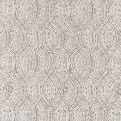 an upholstered wallpaper with wavy lines and circles in grey, beige and white