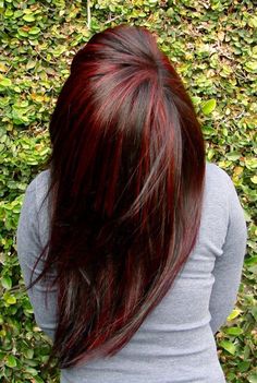 Red lowlights #hair Brunette With Red, Red Hair With Highlights, Hair Highlights And Lowlights, Fall Hair Color Trends, Dark Red Hair, Red Highlights, Hair Color And Cut, Fall Hair Color