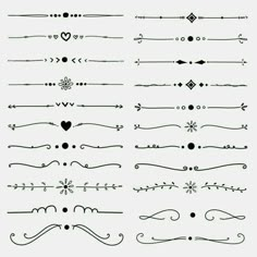 a set of hand drawn decorative lines and dividers in black on a white background