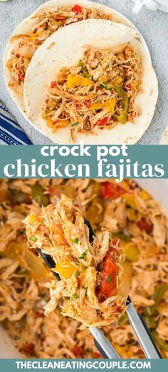 Learn how to make Crock Pot Chicken Fajitas! The best easy slow cooker chicken fajita recipe that everyone will love. Healthy and delicious! Would be a perfect freezer meal!