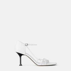 New With Tag. Eur 39 Us 8 White - 1398/001. Leather Heeled Sandals. Leather Upper. Asymmetric Strap On The Front. Thin Straps On The Side. Geometric Heel Detail In A Contrast Colour. Square Toe. Buckle Closure At Ankle. Hight 3" / 7.5 Cm Gold Strap Heels, Lace Up Sandal Heels, White Wedge Heels, Gold High Heel Sandals, Blue Stilettos, Cream Heels, Burgundy Heels, Gold High Heels, Zara Heels