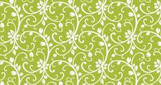 a green background with white swirls and leaves