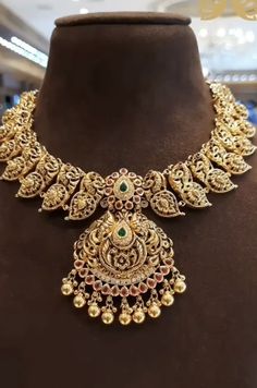 Mango Mala Jewellery, Nakshi Necklace, Lakshmi Haram, Nakshi Jewellery, Mango Mala, Baby Jewellery, 22 Carat Gold Jewellery, Heavy Necklace, Mang Tikka