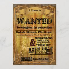 an old western wanted poster on wood