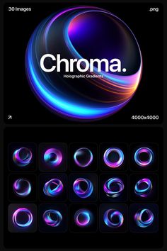 the logo for chroma is shown in different colors and shapes, including blue, purple