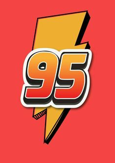 the 95 logo on a red background with yellow and orange lightning bolt in the center