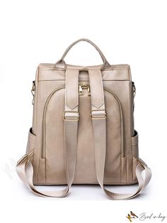 BirdinBag - Sophisticated Medium Beige Classic Backpack for Women, Students & Professionals Large Capacity Beige Satchel Backpack, Beige Large Capacity Satchel Backpack, Beige Leather Backpack With Zipper For On-the-go, Beige Tote Backpack With Large Capacity, Beige Large Capacity Tote Backpack, Beige Leather Backpack With Zipper Closure For On-the-go, Beige Leather Backpack With Zipper For Travel, Versatile Bag With Detachable Strap And Softback, Versatile Bags With Detachable Strap And Softback