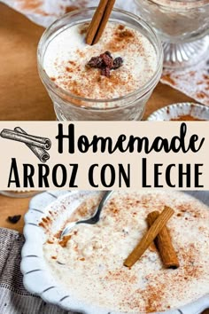 homemade arroz con leche with cinnamon on top