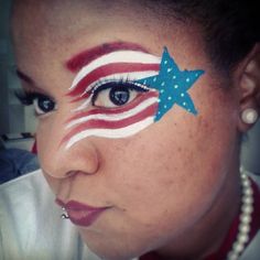 Easy Fourth Of July Face Paint Ideas, Usa Face Paint Ideas, Fourth Of July Face Paint, Usa Face Paint, 4th Of July Makeup Looks, Face Pant