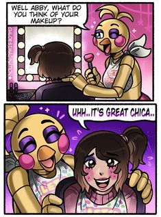 Toy chica and Abby are gonna be besties in FNAF 2 Fnaf Story, Freddy 2, Fnaf Book, Emo Scene Hair, Fnaf 2