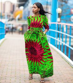 Be a part of the African culture with this beautiful dress. The dress is fully lined and fitted with zipper at the back. Approximate length from waist to hem is 45 inches. It can be made in any other fabric of your choice. ################################################################ Please check the picture slide for the standard measurement chart. For customization at no extra cost, please provide your bust, waist, hip and height measurements ################################################################ Processing takes 1-2 weeks while delivery takes 3-5 business days Green Long Casual Dress, Fitted Long Maxi Dress For Dress Down, Green Maxi Dress With Vibrant Print, Green Chiffon Maxi Dress, Green Dress Down Maxi Dress, Green Maxi Dress For Casual Wear, Printed Long Sleeve Maxi Dress For Casual Wear, Summer Green Floral Print Gown, Green Maxi Dress For Casual Occasions