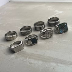 Masculine Rings Silver, Streetwear Rings Men, Silver Ring Ideas For Men, Metal Rings Men, Mens Rings Fashion Style, Ring Ideas Silver, Masc Rings, Men’s Ring