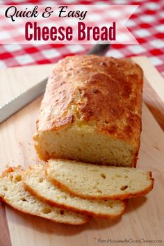 quick and easy cheese bread on a cutting board