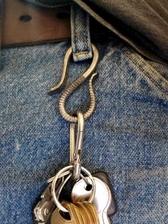 Hand forged steel belt loop keychain.