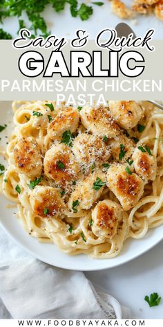 this easy and quick garlic parmesan chicken pasta is the perfect meal for busy nights