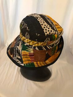 Afrocentric Bucket Hat, Ethnic Flair,  light weight, Fits size to 23 inch head. Fitted Multicolor Cotton Hats, African Hats, Sewing Hats, African Accessories, Elegant Hats, Mud Cloth, Beautiful Hats, African Fabric, Party Fashion